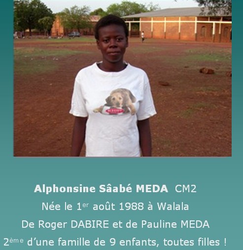 Une des filles que parraine notre association